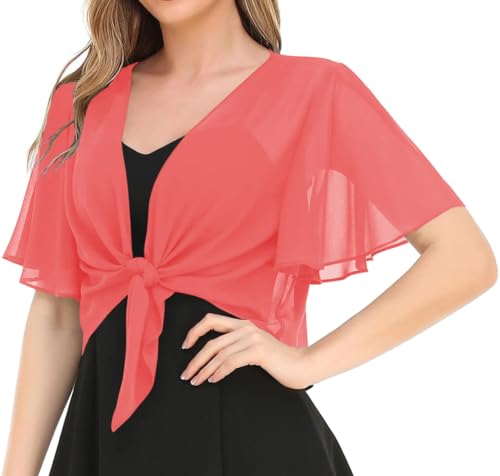 Image of Women's Solid Puff Sleeve Kimono Short Cardigan Loose Cover Up Casual Blouse Top Chiffon