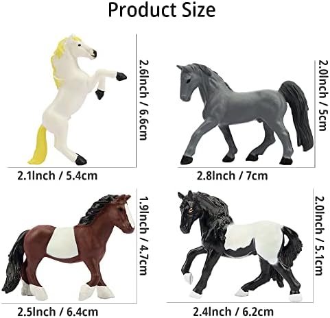TOYMANY 12PCS Tiny Horse Figurines Toy Set, Plastic Miniature Pony Small Foal Figures, Christmas Birthday Gift Cupcake Cake Topper Party Favor Educational Toy School Prize for Kids Toddlers