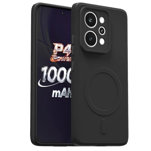 Image of Back Cover Realme P4 Power 5G | MagFit Ring Design (Non-Magnetic) | Shockproof Case | Anti-Slip Grip | Raised Camera Edges | Slim Protective Case for Realme P4 Power 5G (Matte Black)