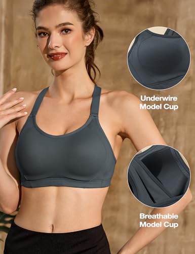 Image of ZeroBound Women's High Impact Sports Bra Criss-Cross Back Full Coverage