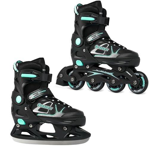 Patines En Línea, Patín De Hielo 2 En 1 Spirit Ajustables Y Modificables Negro Menta, 37-40 23,5cm-26cm