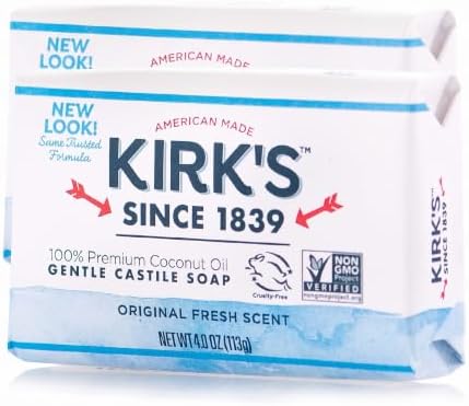 Kirk's Natural Original Castile Soap, 4 Ounce (Packaging may Vary) (Pack of 2)