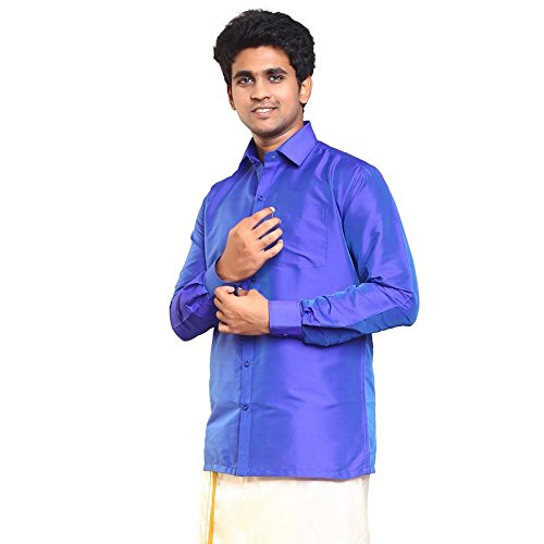 Image of THANGAMAGAN Men's Regular Fit Shirt (TF0050140CBLU Blue 40)