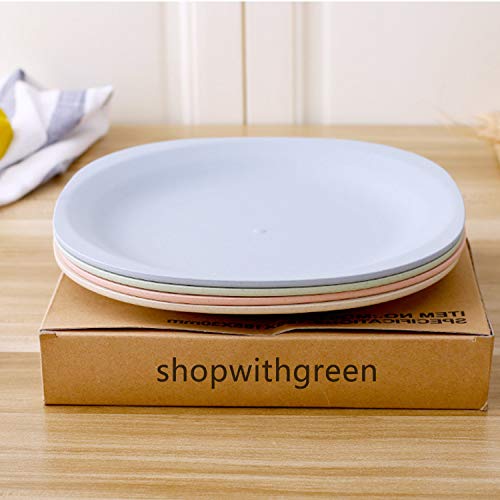 Shopwithgreen 7.3'' Bread Butter Wheat Straw Plates, Dishwasher Microwave Safe, Lightweight and Durable Tableware, for Party Children Toddler Plates Sets 4