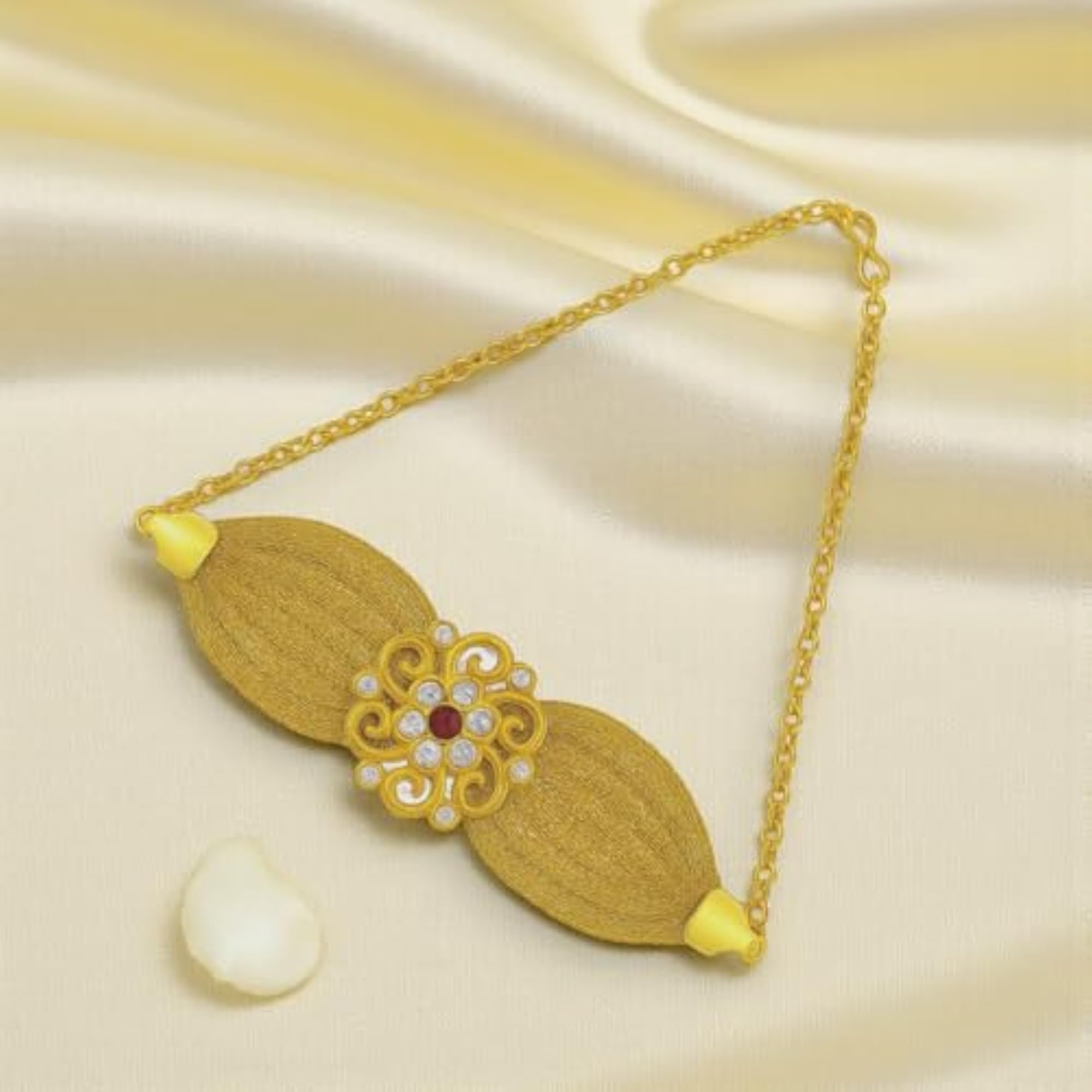 Women's Gold Plated Floral Stone Studded Anklet, Wedding