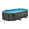 Funsicle 167 by 98 by 395 inches oasis designer oval frame outdoor above ground swimming pool pool set with accessories dark herringbone gray  urban country home decor