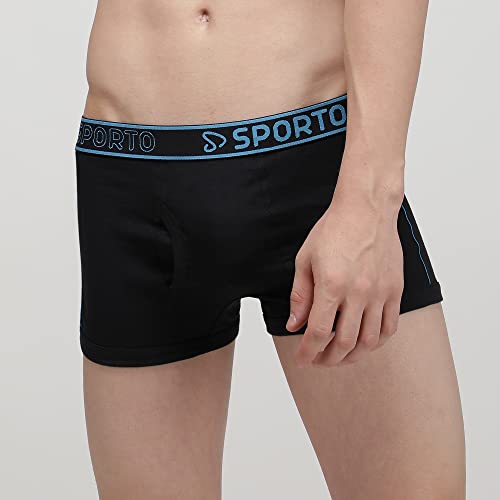 Image of sporto Men's Mid-Rise Super Soft & Comfortable Solid Cotton Square Trunks with No-Fold & No-Pinch Elastic Waistband (Combo Pack)