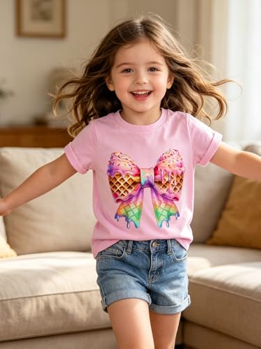 Image of Funnycokid Little Girls T Shirt for Toddler 3-7 Years Kids Tee Graphic Short Sleeve Clothes Tops