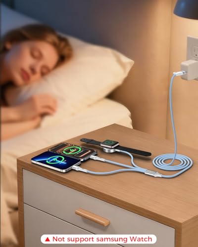 Image of Blue Travel Essentials for Apple Watch Charger,Multi Charging Cable for iPhone 17,iWatch Charger USB C Cord,Car Cruise RV Camping Essentials 2026 for iWatch Ultra /11&iPhone 16 /15, Xbox One Cables