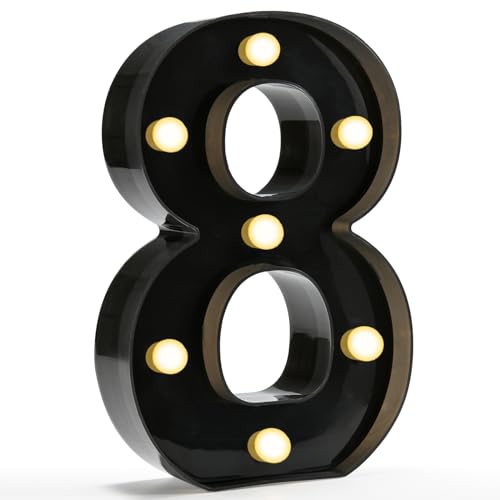 Pooqla Black Light Up Numbers 8, 8th Birthday Decorations for Boys