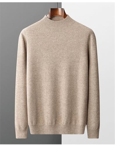 REHJJDFD Men's Semi-High Collar Wool Sweater Loose Knit Pullover Long Sleeve Pullover Solid Knitwear Sweaters2