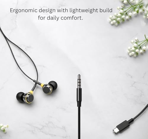 Image of Original Wired Earphone Compatible Realme Buds 3 Powerful Bass Sound HD Mic Braided Cable Noise Blocking Frame Soft Rubber Tips Long Comfort