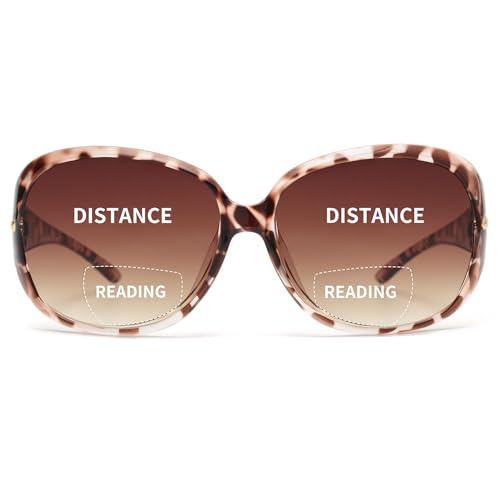 JM Classic Bifocal Reading Sunglasses for Women Vintage Reader Glasses Outdoor UV Protection Tortoise +2.5