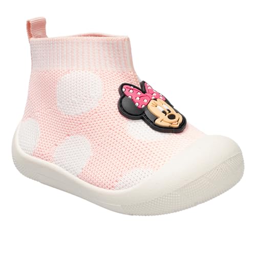 Disney Sock Top Shoes for Babies and Toddlers - Comfortable Minnie Mouse and Winnie the Pooh Baby Sock Shoes for Everyday Wear, Pink, Size 4 Toddler