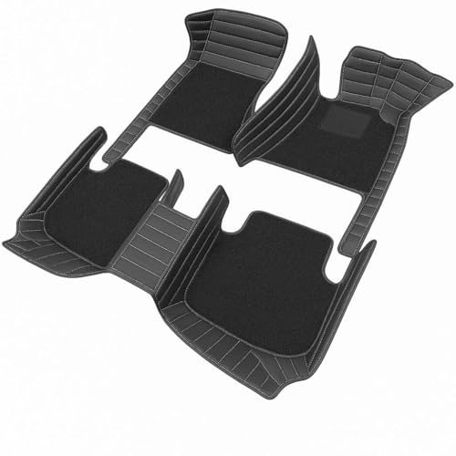 Image of 9D Car Floor Mat for Mahindra XEV 9S EV 7 Seater3R CS | Waterproof | Anti-Slip | Luxury Premium Leather Car Mat | Full Coverage | All Weather | Custom Fitted Car Foot Mats - Black with Silver