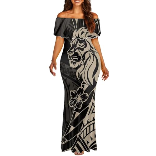 Image of Polynesian for Women S-7XL Off Shoulder Maxi Dress Hawaiian Summer Dresses