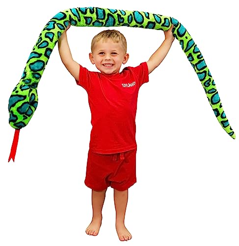 Toyland® 170cm (5.5ft) Giant Two-Toned Plush Snake - 5 Assorted Designs - Children's Soft Toys, Green, 170 cm