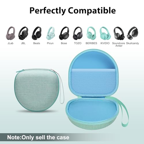 Image of Headphone Headset Case for Beats /JBL /JLab /TOZO /BERIBES /Picun /KVIDIO Noise Cancelling Over-Ear Foldable Headphones(Mint Green)