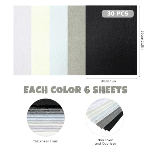 Image of 30Pcs Stiff Felt Sheets, 1mm Thick Felt Fabric Squares for Sewing & DIY