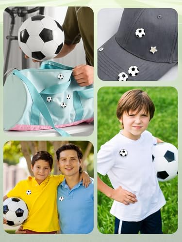 Image of JUNEBRUSHS 28pcs Soccer Ball Enamel Pins, Sports Lapel Pins for Soccer Lovers Party Birthday Themed Party Decorations Supplies Favors Backpack Hat Decor Accessories