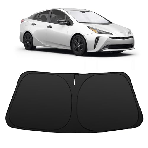 Image of Windshield Sun Shade for 2016-2022 Prius Hatchback Toyota | Foldable, Full covered for windshield, Block UV Rays, Heat Reduction, Easy to install, Keeps Car Cooler