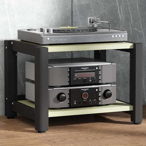 ILOOXI Multifunktionale HiFi-Rack AV-Regal, Audio-Rack-Schrank, 2/3/4/5-stufiger Audio-Video-Medienständer Mit Höhenverstellbarem Regal, Für Verstärker/Player/TV-Zubehör(2 Tier-60x50x40cm)
