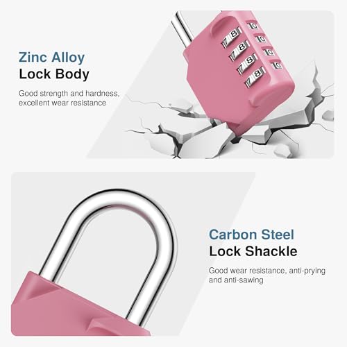 Candado de combinación de 4 dígitos impermeable en rosa para taquilla 5