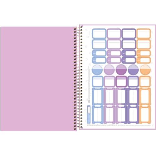 Tilibra - Caderno Connect Capa Plástica Universitário Neon Feminino 10 Matérias - Azul