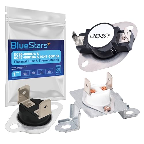 BlueStars Upgraded DC96-00887A DV42H5000EW/A3 Dryer Thermal Fuse & Thermostat Kit - For Samsung Kenmore Dryers DV40J3000EW/A2 DV45H7000EW/A2 DV48H7400EW/A2 DV400EWHDWR/AA DVE50M7450W/A3