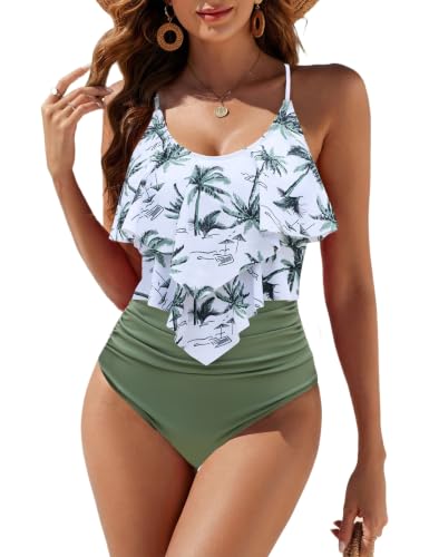 Image of Edelqual Women One Piece Tummy Control Swimsuit Full Coverage Bathing Suit