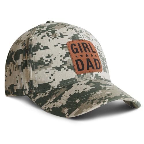 Image of Girl Father Daddy Dad Leather Patch Hat Birthday for Dad Papa from Daughter Son Adjustable Trucker Hat