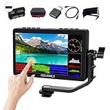 FEELWORLD F5 Pro V4 6インチデジタル一眼レフカメラフィールドモニターバンドル+バッテリー+キャリーケース+マイクロHDMIコード-3D LUT 1080P 4K HDMI付きタッチスクリーンビデオモニター、外部F970パワープレート付き