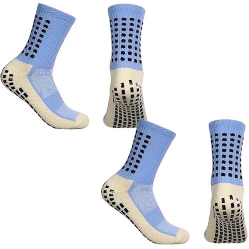 Image of Hi-Tech Performance Athletic Grip Socks for Men & Women Crew Length, Anti-Slip Rubber Grip socks for footballer, Thick Cushion Sports Socks for Running, Gym, Training