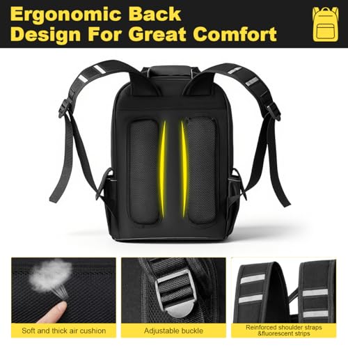 Image of Serplex 17'' Tool Organizer Backpack 1200D Polyester Tool Bag Organizer with 18 Pockets, Closable Handle, Freestanding Tool Storage Backpack for Electricians, Plumbers, Mechanics & DIY, 12x9.5x18''
