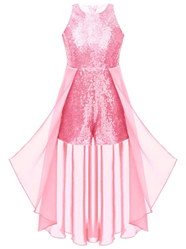 Kids Girls' Sequins Party Dress Sleeveless Flower Girl Wedding Dress Overlay Romper Jumpsuit