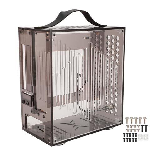 Case de PC SFF, Mini Estuche ITX, Caja de Viaje Acrílico Transparente Compacta con Diseño Abierto de 360 ​​°, 23 * 20.5 * 12cm, Ideal para PC de Escritorio de Bricolaje (Negro)
