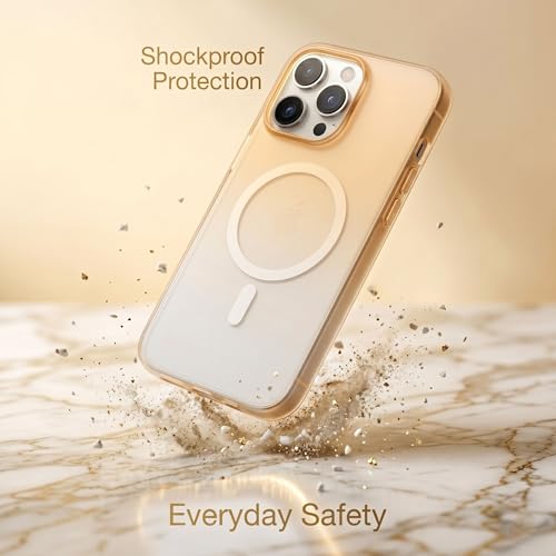Image of amazon basics Paper Luxury Thin Case Cover for iPhone 16 Pro | Matte Finish | Gradient Case, Shaded Color | Compatible with magsafe | (Gold White, iPhone 16 Pro)