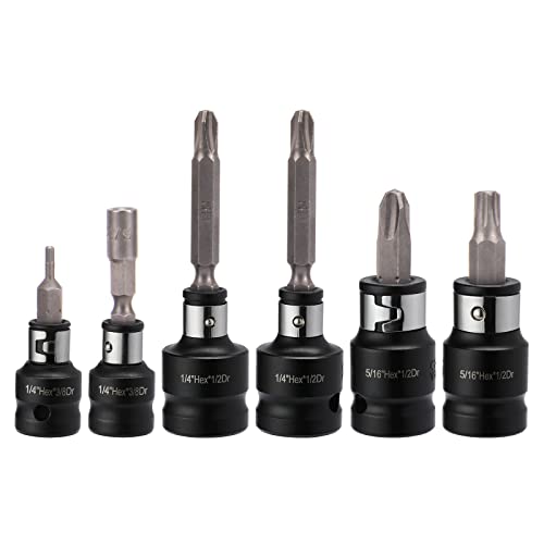 Image of Mayouko 6PCS Bit Holder Socket Adapters, Hex Bit Coupler Set, 3 /8 inch Square to 1 /4 inch Hex, 1 /2 inch Square to 1 /4 inch Hex, 1 /2 inch Square to 5 /16 inch Hex