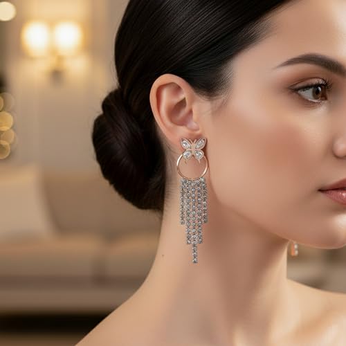 Image of Modern Dangle Earrings for Women | Chic Statement Earrings for Girls | Stylish Lightweight Fashion Jewelry for Casual, Party & Special Occasions