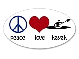 OVAL Peace Love Kayak Sticker (kayaking paddle kayaker)