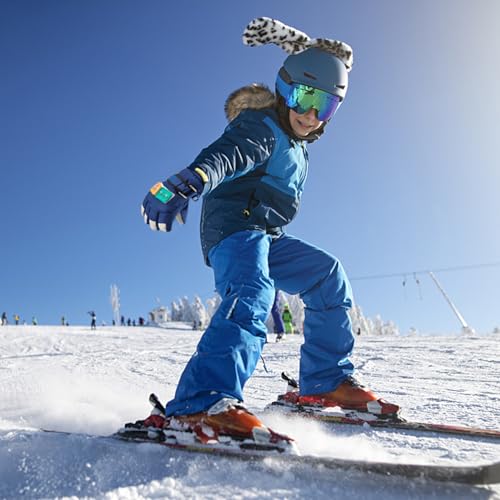 Luvas de esqui infantis, impermeáveis para inverno – Luvas de neve para crianças com desenho animado