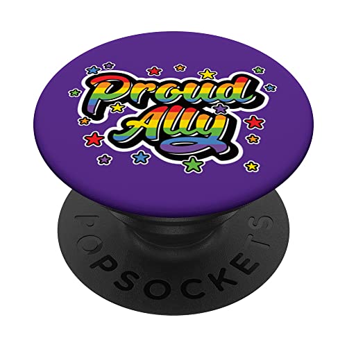 Straight Ally LGBTQ Gay Pride Flag Proud Ally Rainbow Flag PopSockets Swappable PopGrip