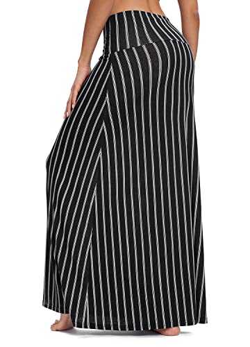 Image of Urban CoCo Women's Stylish Spandex Comfy Fold-Over Flare Long Maxi Skirt