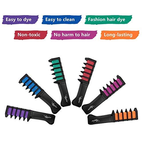 Maydear Temporary Hair Chalk Comb-Non Toxic Washable Hair Color Comb For Hair Dye-Safe For Kids For Party Cosplay Diy (6 Colors) #TOP1