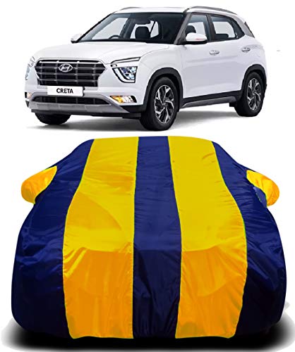 Image of Waterproof Car Cover with Ultra Surface Body Protection (Yellow Stripes) (Hyundai Creta 2020)