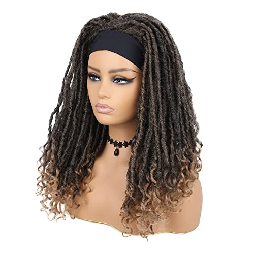 Fancy Hair Dreadlock Wig Faux Locs Headband Wigs Black Short Passion Twist Wigs Braided Twist Wigs Nature Black Short Curly Synthetic Daily Party Replacement Wig For Black Women (1B/27#) #TOP7