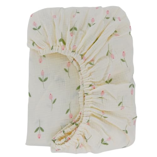 Image of Synrroe Fitted Muslin Crib Sheets, Stretchy Crib Bed Sheets for Babies Girls 28" by 52", Super Soft and Comfortable 100% Cotton Bed Sheets Double Layers (Rose)