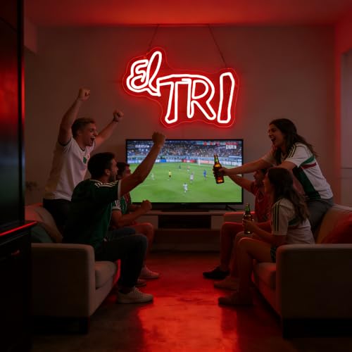 Image of Football Neon Sign for Wall Decor Soccer Team Logo LED Light for Man Cave | Dimmable football neon light, bedroom, bar, party, fans club wall decor, gifts for soccer team fans, size 13.7*9.0 in