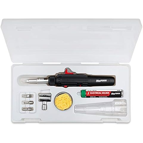 Mag-Torch® Detail Pen Torch Kit - Pen Style Butane Torch with Seven Interchangeable Tips, Solder, and Storage Case for Jewelry Repair, Heat Shrinking Wire, and Electrical Soldering Cover