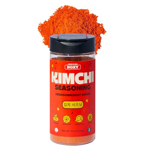 HOXY Journey of Korea Kimchi Seasoning Mix 3.5 oz - ORIGINAL Spicy Seasoning Mix, Rich in Probiotics, Vegan, Gluten Free, NON- GMO, BBQ Dry Rub for Any Meat, Seafood & Vegetables (3.5Oz (Pack of 1))
